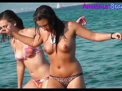 Topless European Teens Voyeur Beach Video