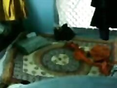 Naughty Hyderabadi guy setting up a hidden cam then getting his girl in bed stripping her off her top taking off her bra to expose and suck her juicy tits one by one and fucked in missionary style until he cum inside her girlfriend.