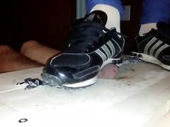 Cock torture BDSM mistress crushes tiny dick with Adidas shoes