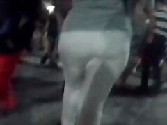 Huge butt milfs shaking in white jeans