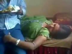 Satin nighty maid handjob