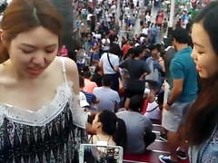 Korean downblouse  nipple slip