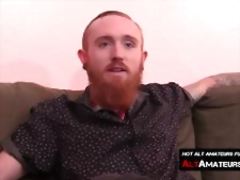 Bearded ginger masturbates with his juicy dick solo