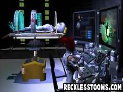 Future space explorer rides a huge alien cock